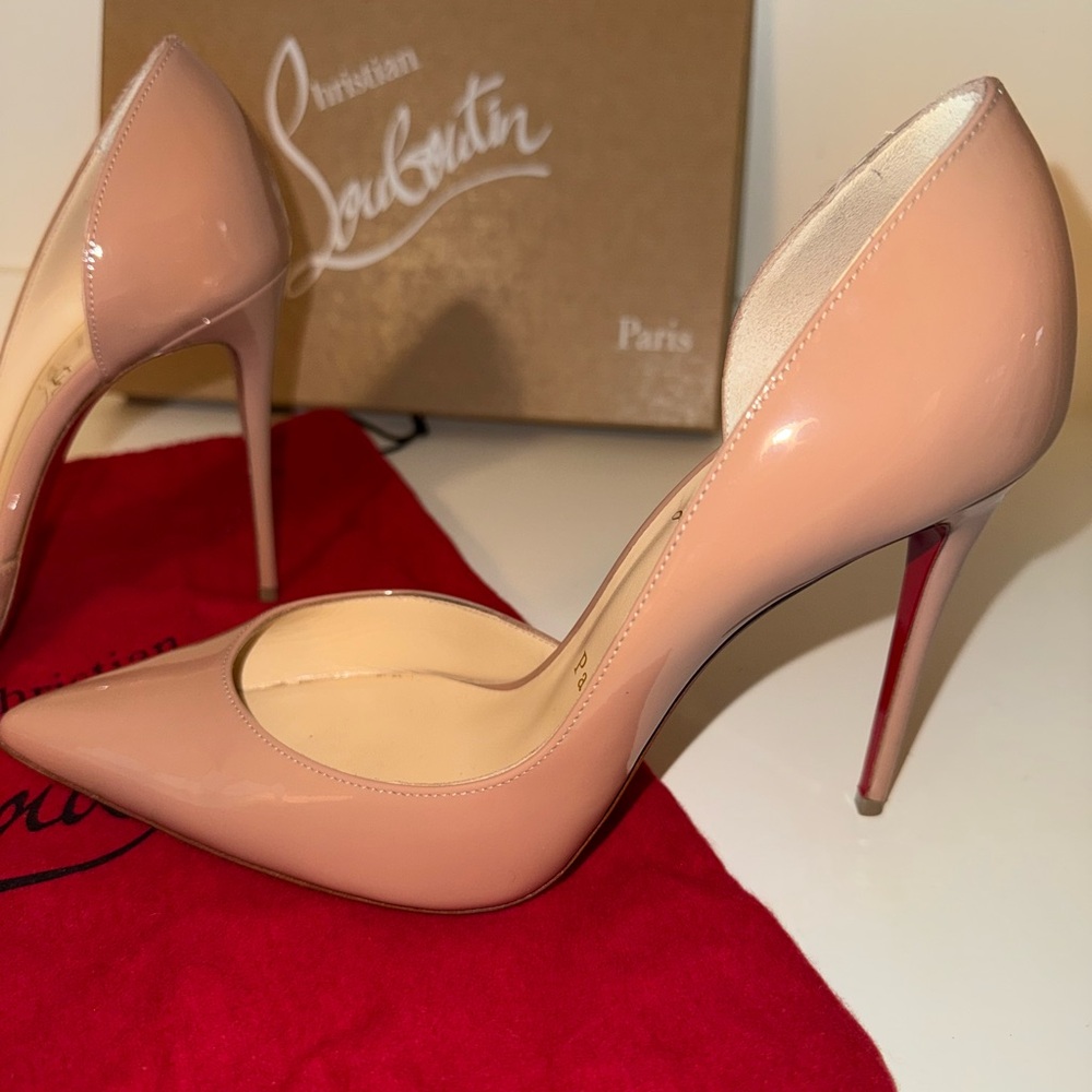 Christian Louboutin Iriza 3in Cream and Red Heels with Iconic Red Sole size 38